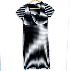 New Look Maternity Black and White Striped Nursing Dress